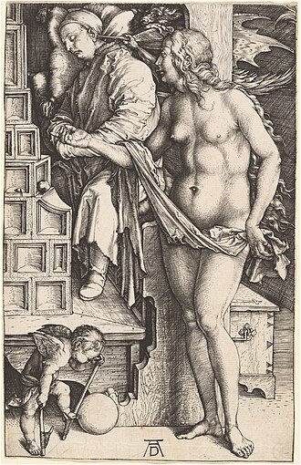 Engraving depicting nudity and demons